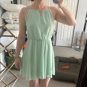 Blue Rain Light Green Halter Mini Dress
